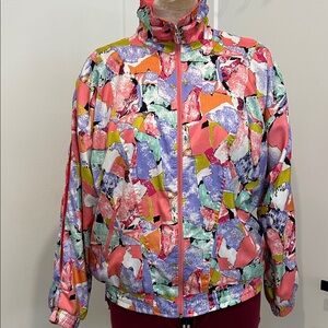 Vintage 80’s LAVON Windbreaker / Track jacket with Abstract Multicolored | Large